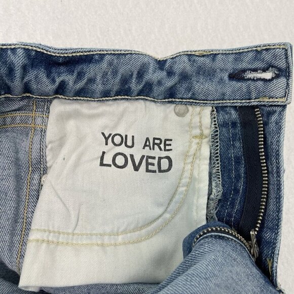 AMO Cropped Distressed Raw Hem Skinny Jeans Stretch Denim Light Wash size 25 - Picture 10 of 13